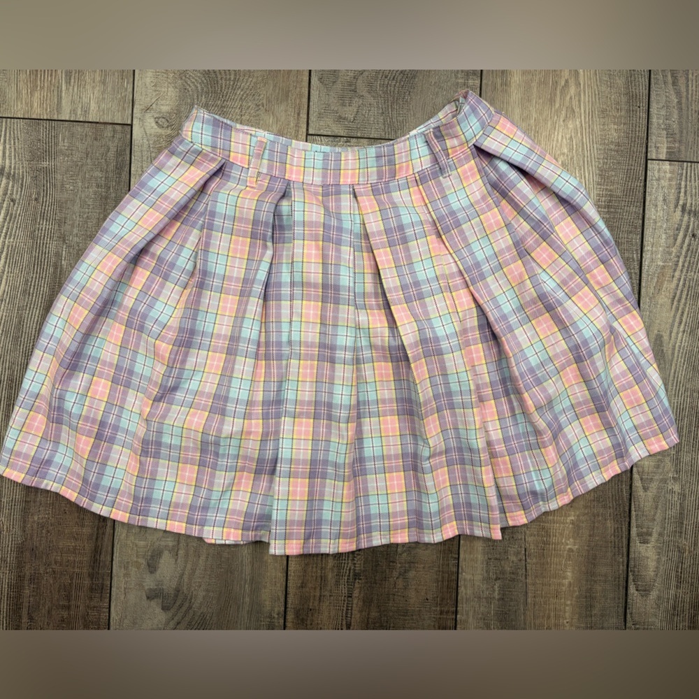 Street Society Women’s SM Pastel Plaid Pleated Skirt - Women's Lavender/Pink